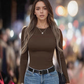 Ladies Solid Color Slim Bottoming Shirt TRENDFLOW