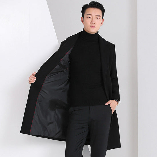Slim-fit Youth Korean-style Mid-length Wool Coat For Men TRENDFLOW