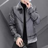 Fashion Casual Simple Thick Fur Collar Men&