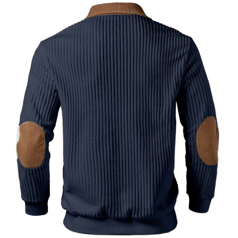 Notched-collar Patchwork Knit Top With Embroidered Zipper Hoodie TRENDFLOW